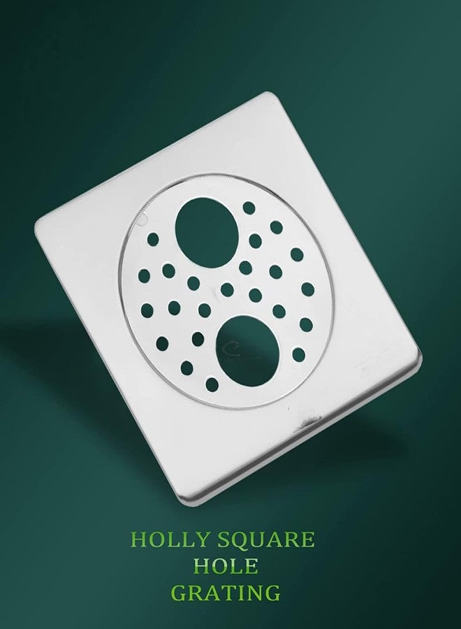 BATHONIX شبكة قفل مزدوجة الفتحات مربعة الشكل من الفولاذ المقاوم للصدأ من باثونيكس، مقاس 5 بوصات × 5 بوصات، للحمام والمطبخ (عبوة من قطعة واحدة) - Image 3